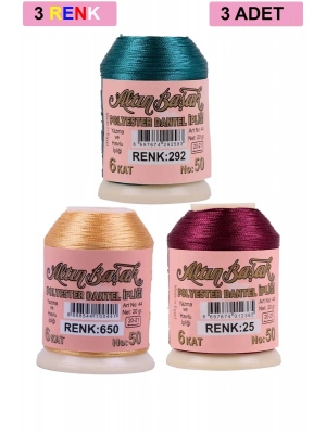 3 Adet Altınbaşak Oya ve Dantel İpi 20 gr - Royaleks - No: 650 - 025 - 292