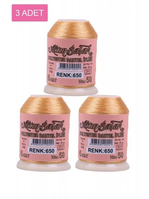 3 Adet Altınbaşak Oya ve Dantel İpi 20 gr - Royaleks - No: 650