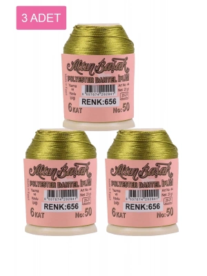 3 Adet Altınbaşak Oya ve Dantel İpi 20 gr - Royaleks - No: 656