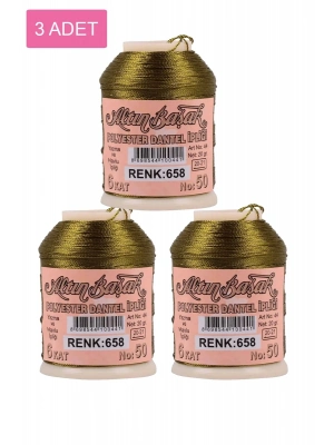 3 Adet Altınbaşak Oya ve Dantel İpi 20 gr - Royaleks - No: 658