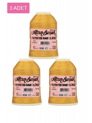 3 Adet Altınbaşak Oya ve Dantel İpi 20 gr - Royaleks - No: 672