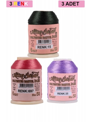 3 Adet Altınbaşak Oya ve Dantel İpi 20 gr - Royaleks - No: 697 - 035 - 015