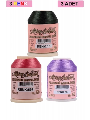 3 Adet Altınbaşak Oya ve Dantel İpi 20 gr - Royaleks - No: 697 - 035 - 015