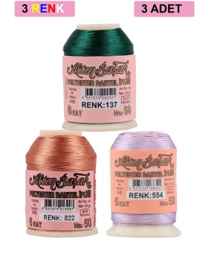 3 Adet Altınbaşak Oya ve Dantel İpi 20 gr - Royaleks - No: 822 - 554 - 137