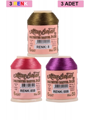 3 Adet Altınbaşak Oya ve Dantel İpi 20 gr - Royaleks - No: 858 - 508 - 008