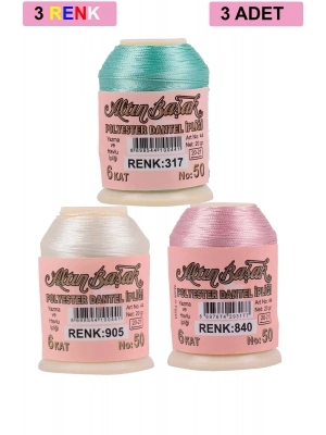 3 Adet Altınbaşak Oya ve Dantel İpi 20 gr - Royaleks - No: 905 - 840 - 317