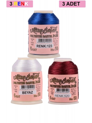 3 Adet Altınbaşak Oya ve Dantel İpi 20 gr - Royaleks - No: BEYAZ - 520 - 123