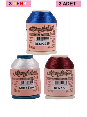 3 Adet Altınbaşak Oya ve Dantel İpi 20 gr - Royaleks - No: K.BEYAZ - 027 - 335