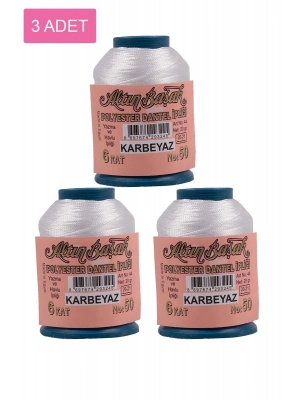 3 Adet Altınbaşak Oya ve Dantel İpi 20 gr - Royaleks - No: K.BEYAZ