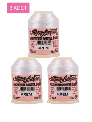 3 Adet Altınbaşak Oya ve Dantel İpi 20 gr - Royaleks - No: KREM