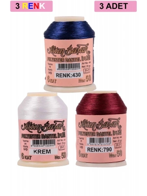 3 Adet Altınbaşak Oya ve Dantel İpi 20 gr - Royaleks - No: KREM - 790 - 430