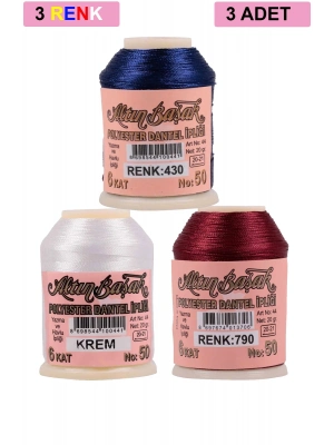 3 Adet Altınbaşak Oya ve Dantel İpi 20 gr - Royaleks - No: KREM - 790 - 430