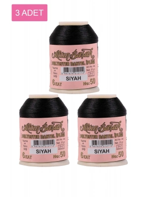 3 Adet Altınbaşak Oya ve Dantel İpi 20 gr - Royaleks - No: SİYAH