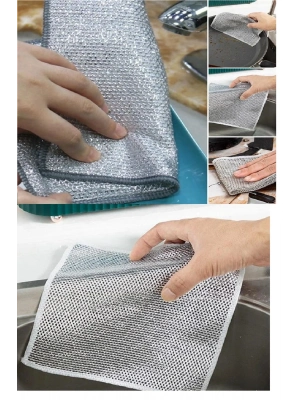 3 Adet Çok Fonksiyonlu Çizmeyen Tel Bulaşık Bezi Bulaşık Havlusu Bulaşık Temizlik Ovma Bezi