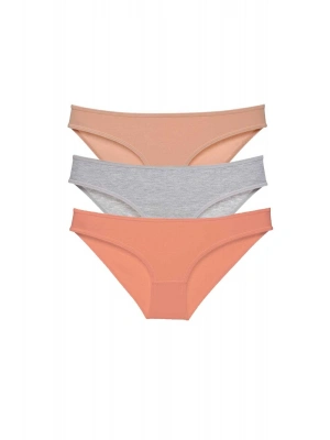 3 adet Eko Set Likralı Kadın Slip Külot Ten Gri Pudra