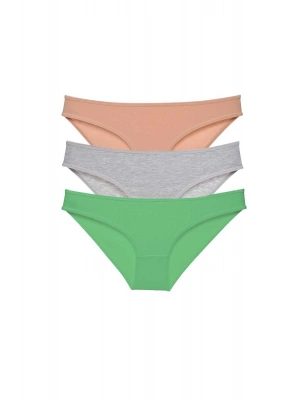 3 adet Eko Set Likralı Kadın Slip Külot Ten Gri Yeşil