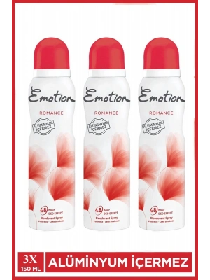 3 Adet Emotion Romance Kadın Vegan Deodorant 150 Ml Hızlı Kurur, Leke Bırakmaz