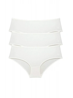 3 Adet Kadın Yüksek Bel Bato Külot Krem