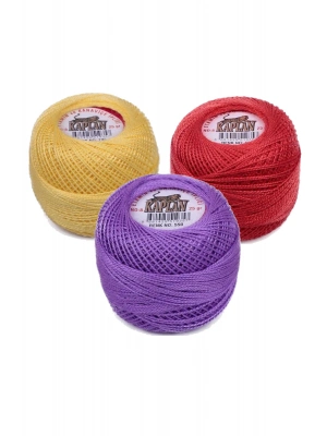 3 Adet Kaplan Etamin Ve Kanaviçe İpi 8 No Kod/Renk: 742 - 666 - 550 - Ryl