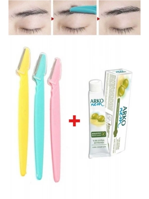 3 Adet Kaş Şekillendirici Ustura Arko Nem Zeytinyağı Kremi 20 cc