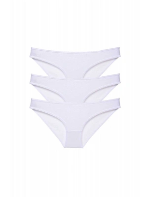 3 adet Süper Eko Set Likralı Kadın Slip Külot Beyaz