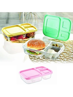 ®  3 Bölmeli Sefer Tası Pratik Kolay Gıda Diyet Saklama Erzak Kabı