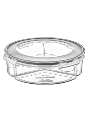 ®  3 Bölmeli Sızdırmaz Contalı Kilitli Kapaklı 1,35 Litre yuvarlak Erzak Saklama Kabı LC-500