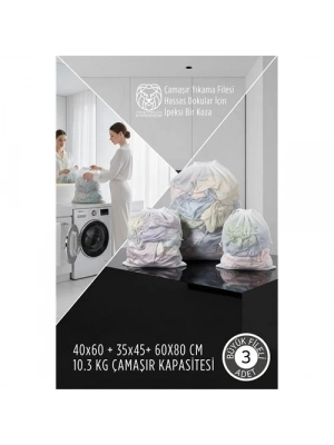 ® 3 boy Lüks Çamaşır Yıkama Filesi Seti - Giysi Koruma Sanatı  10.3 kg kapasite
