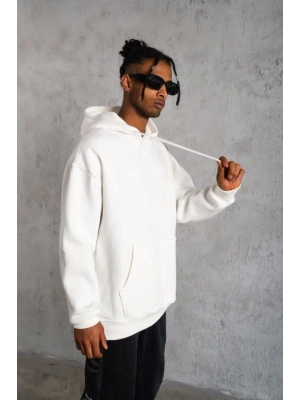 3 İplik Kapşonlu Sweatshirt hoodie - Beyaz