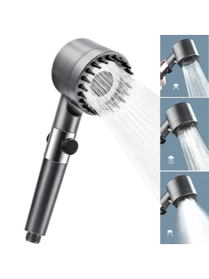 ®  3 Kademeli Turbo Basınçlı Masaj Başlıklı Silikon Fırçalı Duş Başlığı – Yüksek Basınçlı Su Tasarruflu Duş Başlığı