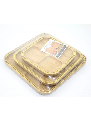 3lü Ahşap Kahvaltı Çerez Ve Meyve Sunum Tabağı