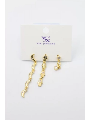 3lü Ay Küpe - Altın