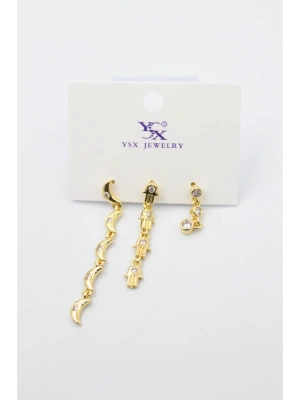 3lü Ay Küpe - Altın