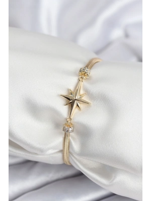 Pirinç VIP Seri Gold Renk Kutup Yıldızı Model Kadın Bileklik