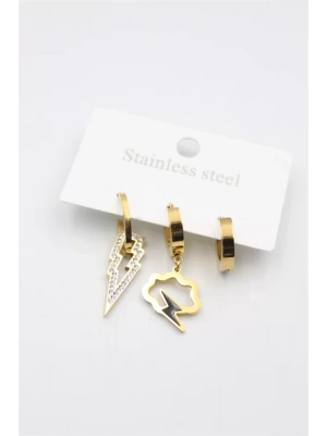 3lü Bulut Küpe - Altın