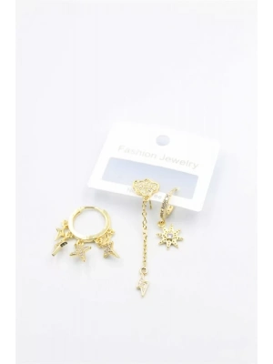 3lü Bulut Küpe - Altın