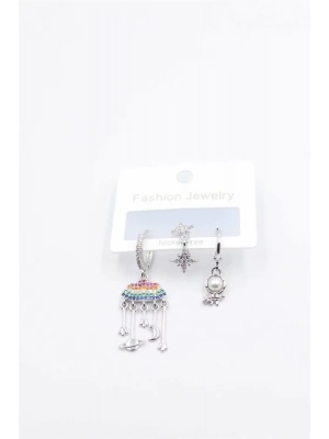 3lü Bulut Küpe - Gümüş