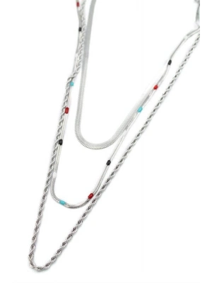 3lü Çelik Kolye - Gümüş