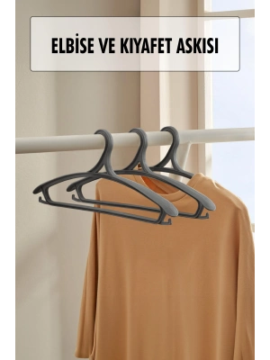 3 Lü Geniş Kıyafet Ve Elbise Askısı Füme 43 Cm