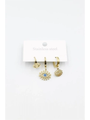 3lü Göz Küpe - Altın