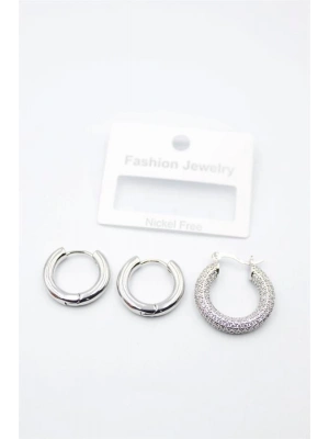 3lü Halka Küpe - Gümüş