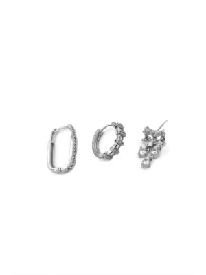 3lü Halka Küpe - Gümüş