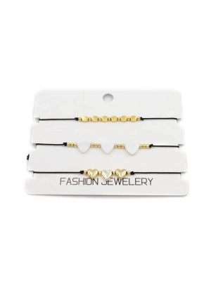 3Lü Kalp İp Bileklik - Altın