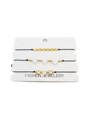 3Lü Kalp İp Bileklik - Altın