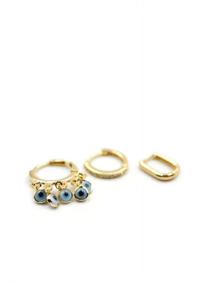 3lü Nazar Küpe - Altın