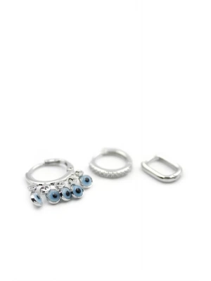 3lü Nazar Küpe - Gümüş