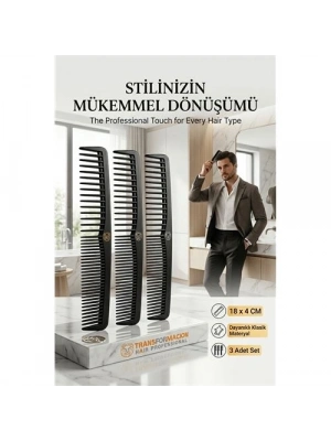 3lü Profesyonel Stil Tarağı - İkonik Siyah Zarafet 723059