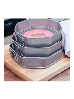 3lü Sekizgen Kelepçeli Kek Kalıbı