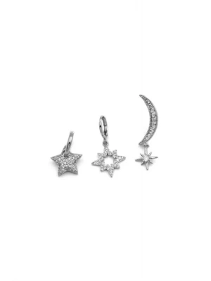 3lü Taşlı Halka Küpe - Gümüş