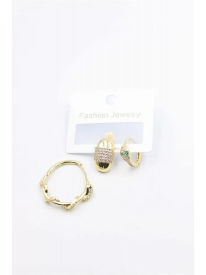 3lü Yılan Küpe - Altın